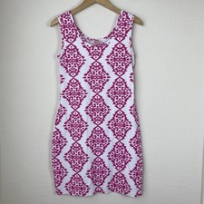 Persifor M Tank Dress Pink Geometric Print Sheath Boho Vacation Short