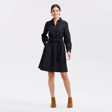 Women's Bishop Long Sleeve Poplin Mini Shirtdress - Universal Thread Black L