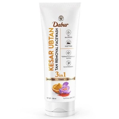 Dabur Kesar Ubtan Face Wash 100ml Tan Dark Spot Cleanser | Herbal Glow