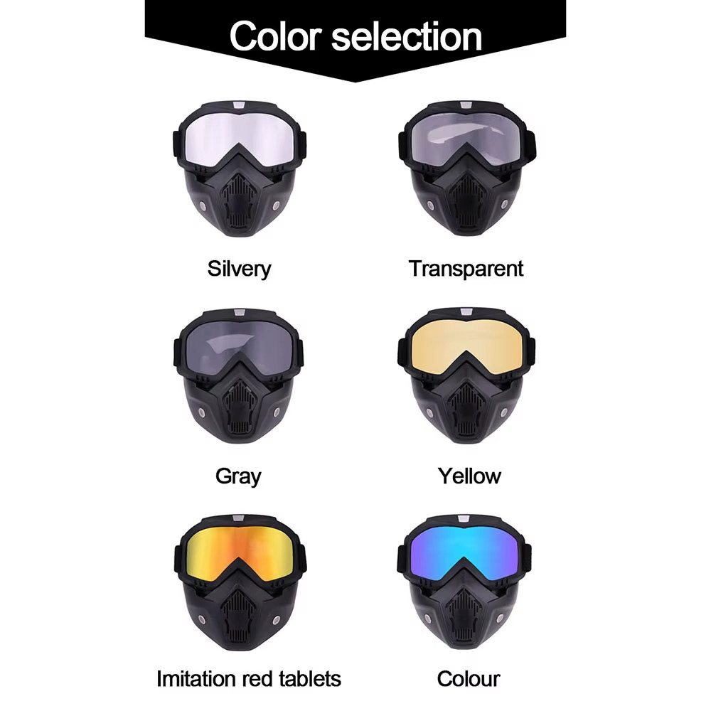 Maschera da Motocross per Moto con Occhiali Rimovibile e filtro bocca per Caschi foto 3