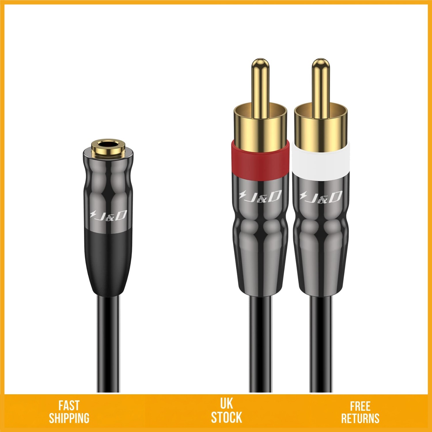 3.5mm Female to Dual RCA Male Audio Cable Cord Adapter 0.9 Meter