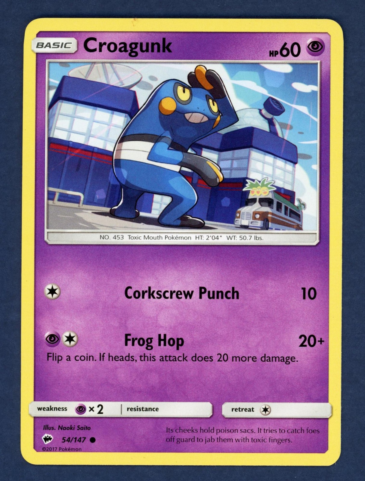 Croagunk 54/147 Common Burning Shadows Pokemon Near Mint