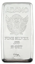 10 oz Silver Bar 999 Standard - US Eagle - Adamo Metals - 100%  -  USA