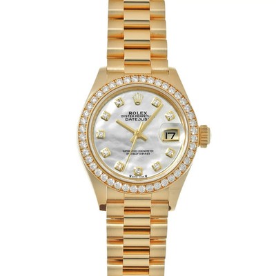 Rolex Datejust 279138RBR 28mm Yellow Gold White Wristwatch #WW7322