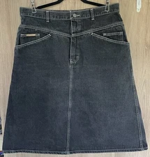 Vintage Gitano Denim Skirt Size 20W Plus A-line Modest Below The Knee Back Slit