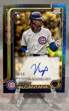 2025 Topps Gilded Kevin Alcantara RC Blue Gold Refractor Auto /50 Chicago Cubs