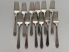 Holmes Edwards silver plate 12 salad forks Pageant IS