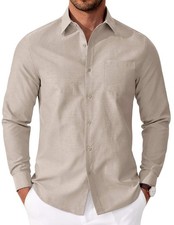 Mens Long Sleeve Oxford Button Down Dress Shirts Solid Color Casual Dress Shirts