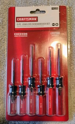 NEW CRAFTSMAN 6 PC JEWELERS PRECISION SCREWDRIVER SET 9-41106 Phillips and Flat