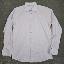 Eton Dress Shirt Mens 16 41 Purple Stripe Contemporary Fit Cotton Long Sleeve