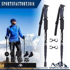 2x Aluminum Trekking Walking Hiking Stick Poles Adjustable Alpenstock Anti-Shock