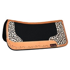 Hilason Western Wool Felt Gel Horse Saddle Pad With Leopard Print Leather