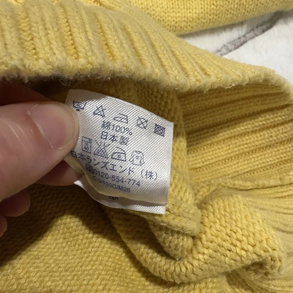 Suéter De Colección Lands End Para Hombre Grande 42-44 Amarillo Hecho en Japón Grueso Tejido Foto 4 de 4