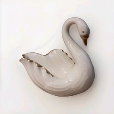 Lenox 5 Ivory White Swan with Gold Trim Trink...