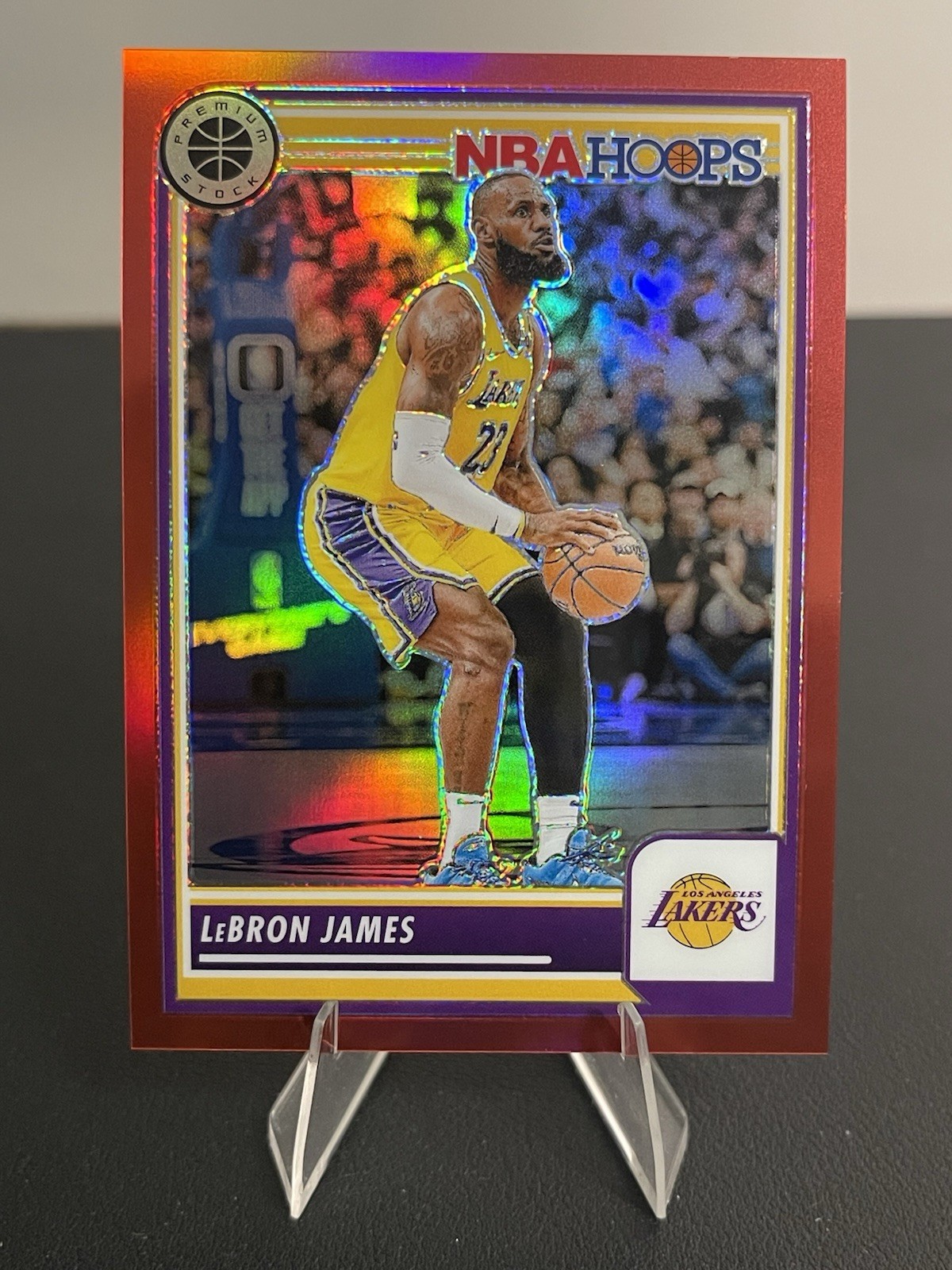 2023-24 Panini NBA Hoops Premium Stock LeBron James #149 Red Prizm /275