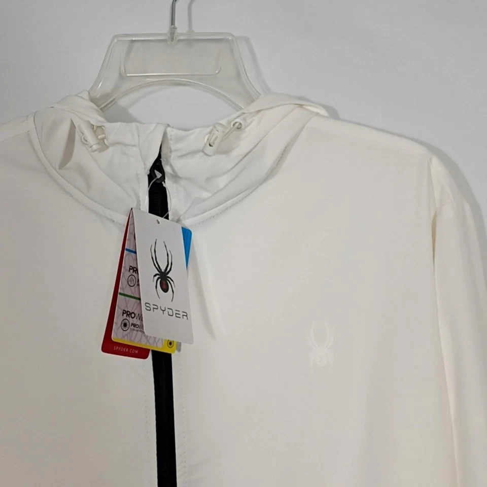 NWT Spyder White Stretch Woven Jacket with Black Zipper Mens Size Medium - Image 3 of 4