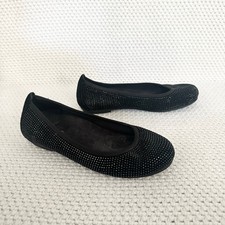 Vionic Black Sparkle Willow Comfort Studded Embellished Ballet Flat Shoes 6