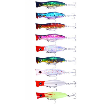 Floating Crankbait Topwater Popper 3D Lifelike Eyes Built-in Steel Rattles