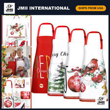 4 Pcs Christmas Aprons for Women, Red White with Pockets, Holiday Kitchen Gear