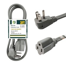 3 Ft Heavy Duty Appliance Extension Cord - 14 Gauge 3 Prong Grounded 3 FT Grey