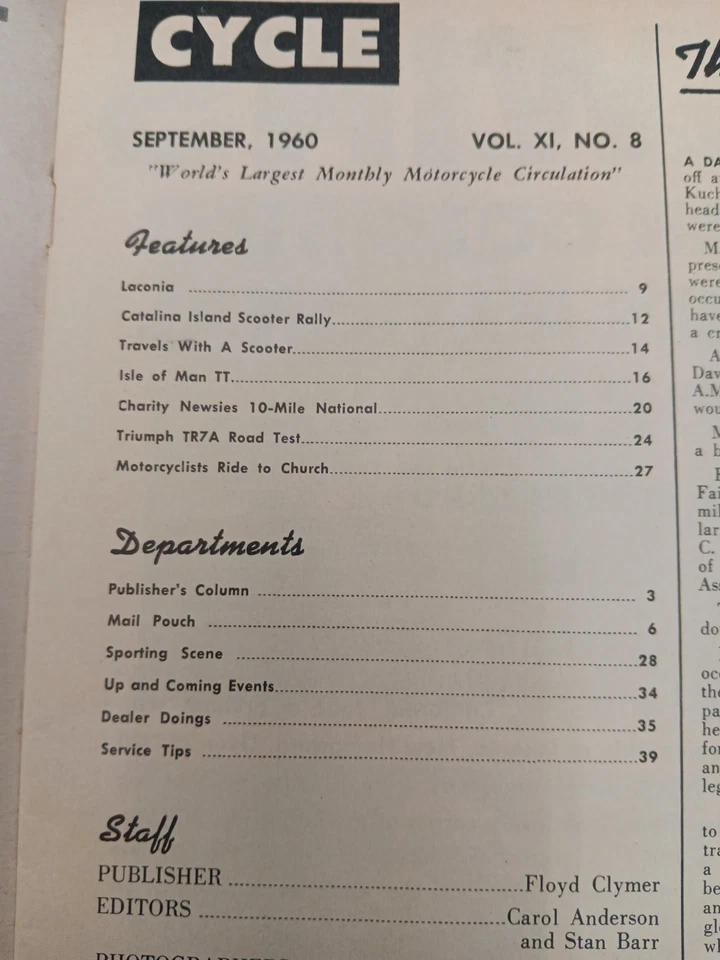 REVISTA DE BICICLETAS SEP 60 Triumph TR7A Laconia Isla de Man T.T. *Pg central suelta Foto 3 de 4