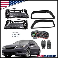 For 2013 2014 2015 Honda Accord 4DR Sedan LED Fog Lights Clear Lens Bumper Lamps