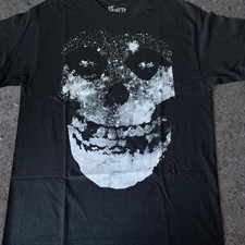 The Misfits Black Band Tee with White Glitter Skull Brand New Size Large