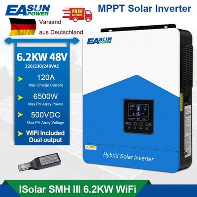 4.2KW 4200W Solar Wechselrichter Off Grid Inverter 24V 120A 60-500V MPPT Wifi DE