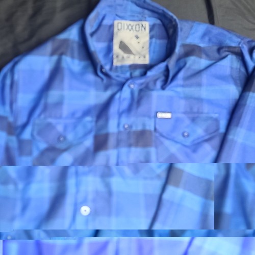 Dixxon Men's Blue/Black Plaid Long Sleeve Button-Up Shirt Button-Down Sz L