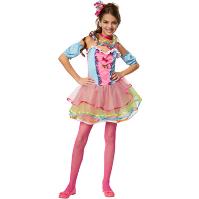 Mädchenkostüm Regenbogen Girl Candy Zuckerwatte Bonbonkleid Karneval Fasching 