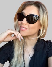 New LOVE MOSCHINO ML543S 01 56mm Black Cat Eye Women's Sunglasses D