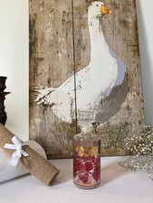 326⚜️ Ancienne Bouteille Carafe à Liqueur en Verre Décor Vigne et Fruits H 20 Cm