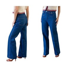 RE/DONE 70's Retro pocket Wide Leg Jeans in True Rinse Dark Wash 31 NWT 275
