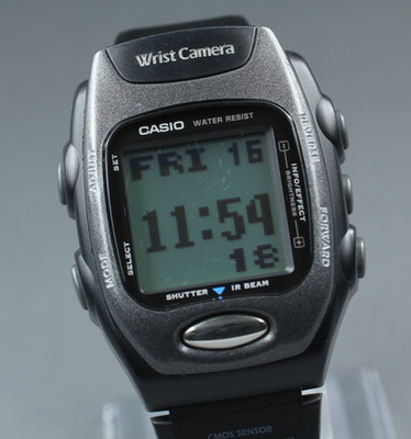 2000s Near MINT CASIO Wrist Camera WQV-2 39mm Quartz Black Gray Men's Vintage