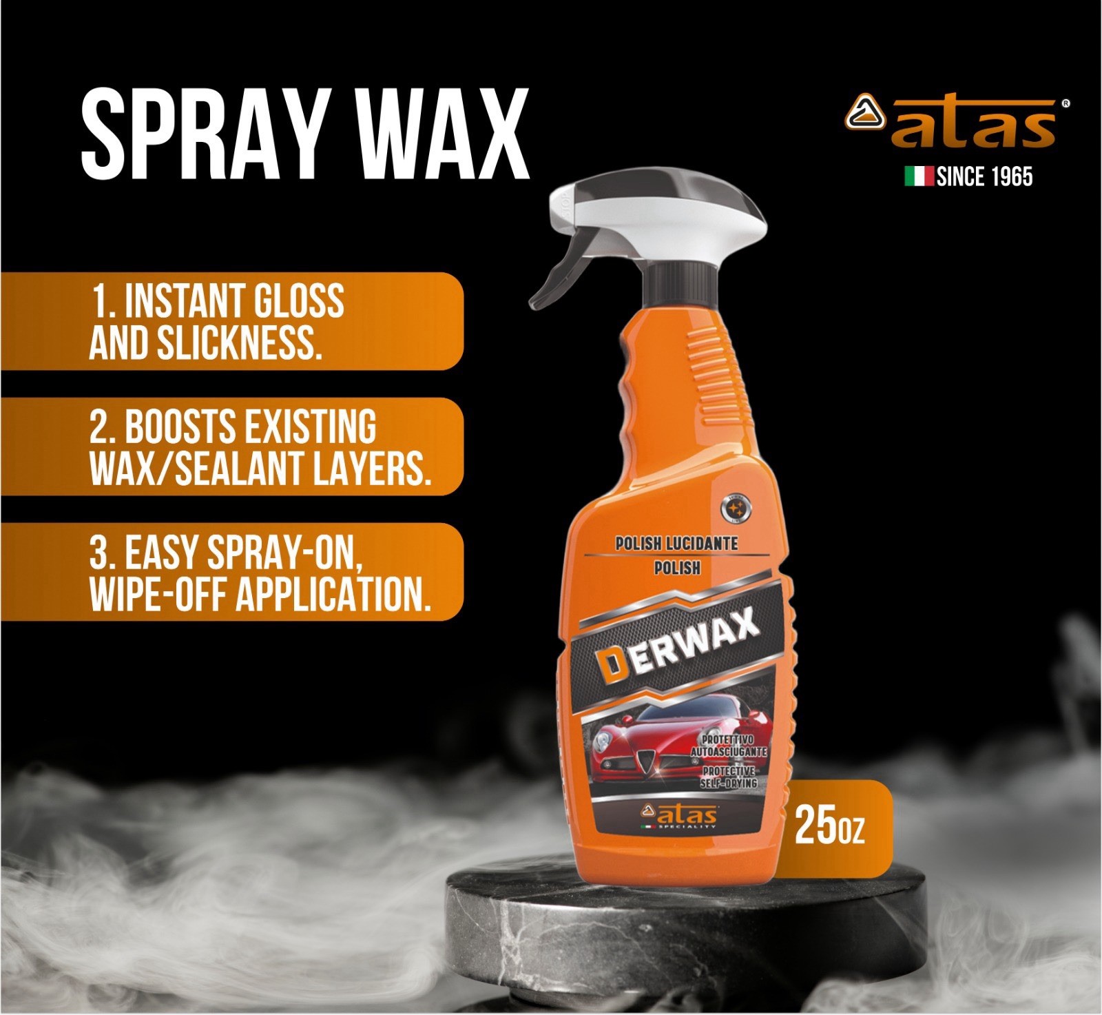Derwax  Spray Wax For High Gloss Shine and Protection, Safe For Cars, Truck 25Oz