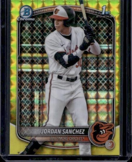 2025 Bowman Chrome #BCP-208 Jordan Sanchez Prospects Yellow Geometric #/75
