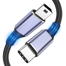USB C to Mini USB Cable 1FT, [Aluminum Shell, Braided] Durable Mini