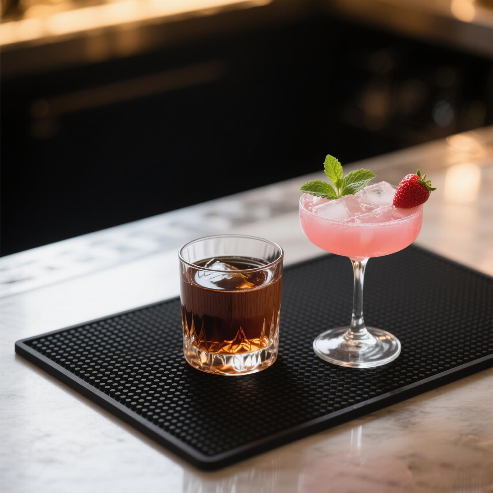 3 Pack 18 x 12 Inch Black Rubber Bar Spill Mat - Slip Resistant Countertop, H...