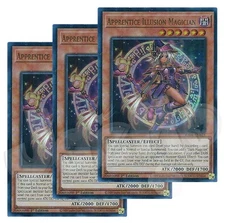 Yugioh Apprentice Illusion Magician x 3 - 1st Edition Ultra Rare LP - Free Holo
