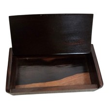 Hand Crafted Rosewood Box Attached Lid 8" X 4" X 2" Dark Manly Dresser 1999