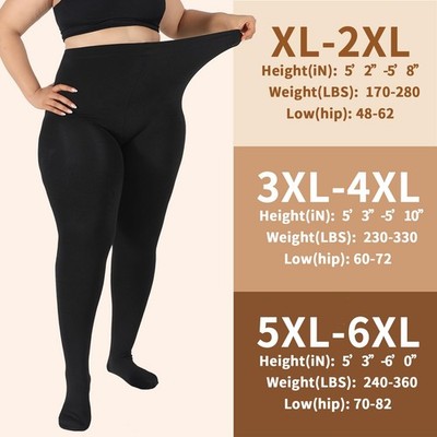 Winter Warm Ladies Fleece Tights Lined Thick Black Full Foot Thermal Plus Size