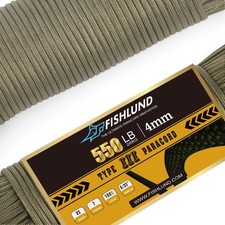 FISHLUND Paracord 550 lb, 7 Strand Type III Paracord Rope 50ft 4mm, Nylon