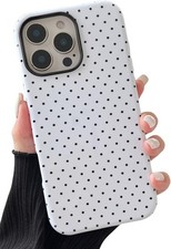 iPhone 16 Pro Case Cute Aesthetic Polka Dot Phone Case for Women Girl Shockproof