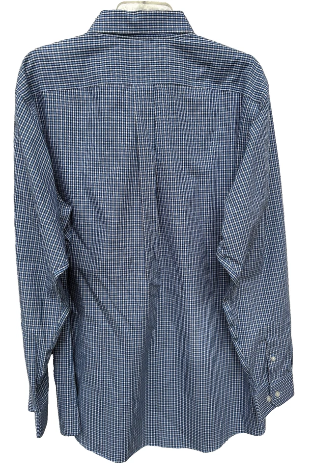 Roundtree & Yorke Gold Label Shirt Mens XL Slim Fit Blue Check 100% Cotton - Image 4 of 4