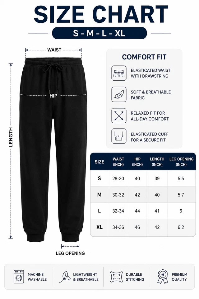 Mens Fleece Jogging Bottoms 3 Pack Gym Tracksuit Sweat Pants Cuffed Joggers - Image 2 of 4