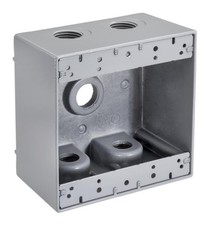 Topaz 3/4" Double Gang Weatherproof Boxes 5 Hole  Electrical Box, Gray 3/4"