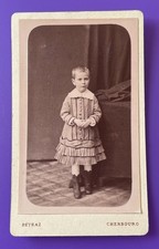 Photo CDV 1878 DETRAZ CHERBOURG child hands joined in pretty dress B150