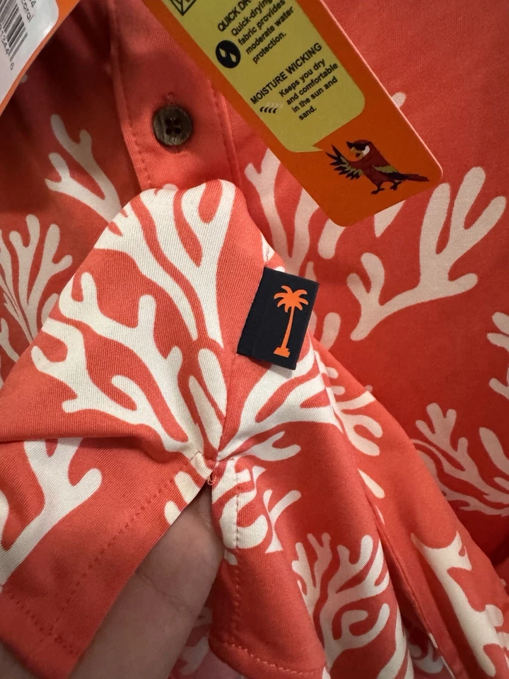 Margaritaville Hombre Manga Corta Abotonada Arrecife Patrón Absorbe Humedad Grande Foto 4 de 4