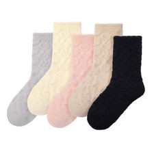 5 Pairs Fuzzy Socks for Women Fluffy Socks with Twist Designs Warm Winter