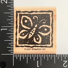 Stampin Up Butterfly Frame Silhouette 2001 Wood Mounted Rubber Stamp